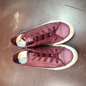 Converse Kids 2Y Burgundy Leather Sparkle
